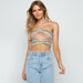 Color-Women's Summer Sexy Halter Cut Out Lace Up Color Striped Backless Vest Women-Fancey Boutique
