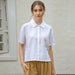 Texture Pure Linen Shirt Women French Minority Office All Matching Collared Short Sleeve Top-White-Fancey Boutique