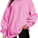Color-Pink-Women Clothing Round Neck Pullover Loose Casual Fleece Lined Oversized Sweater-Fancey Boutique