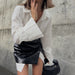Color-Women Clothing Spring Wear a Set of Simple Loose White Shirt Waist Seal Skirt Outfit-Fancey Boutique