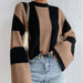 Autumn Winter Western Knitted Sweater Top Round Neck Striped Niche Sweater Coat Women-Fancey Boutique