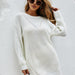 Color-White-Autumn Winter Mid-Length Loose round Neck Sweater-Fancey Boutique