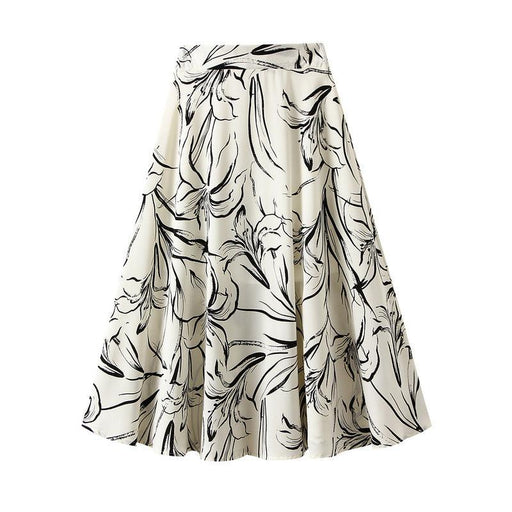 Color-Apricot-Ink Painting Lily Smooth Draping Simple Gentle Elegant Beige Skirt for Women-Fancey Boutique