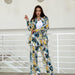 Printed Loose Top High Waist Wide Leg Pants Women Casual Sets-Yellow and Blue Printing-Fancey Boutique