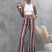 Spring Summer Striped Skinny Raw Edge Denim Casual Trousers Women-Fancey Boutique