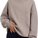 Color-Khaki-Women Clothing Neckline Slit Loose Casual Half Turtleneck Brushed Hoody-Fancey Boutique