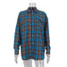 Color-Blue-Women Clothing Autumn Winter Retro Loose Plaid Shacket Collared Long Sleeve Shirt-Fancey Boutique