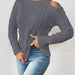 Color-Gray-Autumn Winter off the Shoulder Hemp Pattern Pullover Knitted Sweater Coat-Fancey Boutique