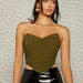 Color-Olive Green-Trend Sexy Boning Corset Boning Corset Pleated Zipper Mesh Tube Top cropped Outfit Top for Women-Fancey Boutique