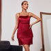 Color-Burgundy-Middle East High Grade Elegant Tassel Suspender Office Party Dress Short Dress-Fancey Boutique