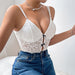 Niche Design See Through Underwear Sexy Street Hollow Out Cutout Deep V Plunge Sexy Lace Camisole Women-Fancey Boutique