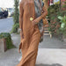 Color-camel-Women Halter Slit Cotton Linen Casual Holiday Dress Spring Summer-Fancey Boutique