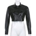 Color-Black-Autumn Winter Long Sleeve Short cropped Women Leather Top Short Coat Women-Fancey Boutique