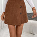 Color-Coffee-Elegant Intellectual Corduroy High Waist Slimming Front Irregular Asymmetric A Line Skirt-Fancey Boutique