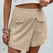 Summer Women High Waist Short Pocket Solid Color Culottes-Apricot-Fancey Boutique