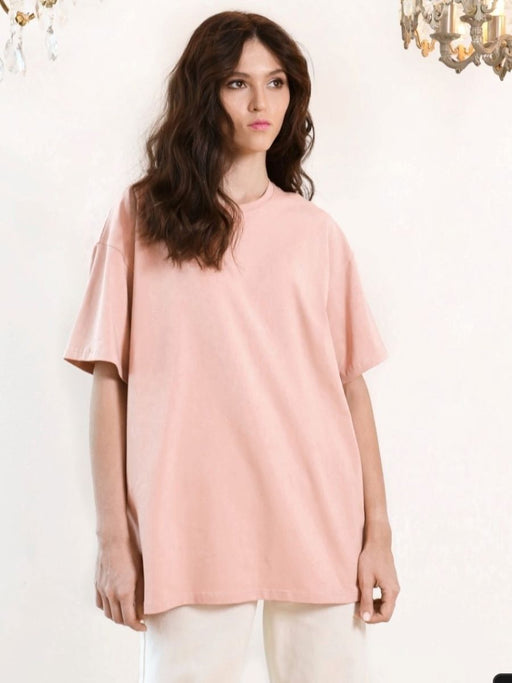 Summer Clothes T Shirt Women Cotton Basic Loose Top Soft T Shirt-Pink-Fancey Boutique