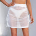 Color-White-Sexy Hip Skirt Hollow Out out See through Short Skirt Sexy Drawstring Split Skirt Women Summer-Fancey Boutique