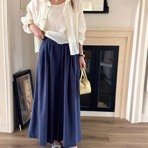 Japanese Korean Cotton Linen Trousers Casual Pants Summer Women Small High Grade Solid Color Loose Straight Wide Leg Idle-Fancey Boutique