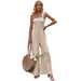 Color-Apricot-Bandeau Sling Jumpsuit Women Summer Bundle Jumpsuit Sleeveless Waist Women Wide Leg Pants-Fancey Boutique