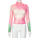 Color-Color-Pink Green Mesh Top round Neck Pullover Long Sleeve Women Clothing-Fancey Boutique