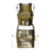 Color-Gold-Metallic Coated Fabric Women Clothing Spring Side Hollow Out Cutout out Tied Round Neck Vest Slim Skirt Set-Fancey Boutique