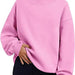 Color-Pink-Women Clothing Neckline Slit Loose Casual Half Turtleneck Brushed Hoody-Fancey Boutique