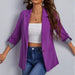 Color-Purple-Fall Winter Stitching Collared Slim Fit Graceful Blazer Outerwear-Fancey Boutique