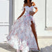 Summer Sexy off Shoulder Sleeveless Split Waist Controlled Dress-White-Fancey Boutique