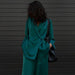 Casual Green Satin Suit Two Piece Set Western Women Clothing High End-Fancey Boutique