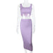 Color-Purple-Women Clothing Sexy Vest Two-Piece Set Crop-Top Short Top Fried Street Suit Skirt Summer-Fancey Boutique