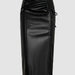 Leather Skirt Office Lady Sheath Skirt Repair Sexy Slit Leather Skirt Skirt-Black-Fancey Boutique