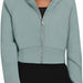 Color-Green-Women Clothing Hooded Zipper Short Casual Velvet Long Sleeve Sweatshirt-Fancey Boutique