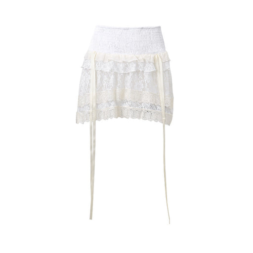 Color-White-Women Clothing Summer Sexy Sexy Sexy Lace Stitching Low Waist French Sweet Skirt-Fancey Boutique