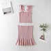 Color-Pink-Spring Autumn Elastic Wrapped Chest Camisole Hip Lotus Leaf Skirt Outfit-Fancey Boutique