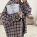 Street Retro Collared Long Sleeve Plaid Shirt Autumn Loose Plaid Cardigan Shirt-Fancey Boutique