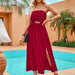 Color-Red-Casual Summer Women Clothing Solid Color Tube Top Waist Tight Trend Maxi Dress-Fancey Boutique