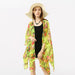 Summer Printed Floral Sun Protection Shirt Beach Dress Beach Cover Up-Fluorescent Yellow Flowers-Fancey Boutique