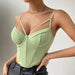 Color-Light Green-Summer Diamond Slim Fit Sexy Backless Boning Corset Steel Ring Solid Color All Matching Sexy Vest-Fancey Boutique