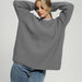 Sweater for Women Autumn Winter round Neck Pullover Loose Long Sleeved Sweater Coat for Women-Light Gray-Fancey Boutique