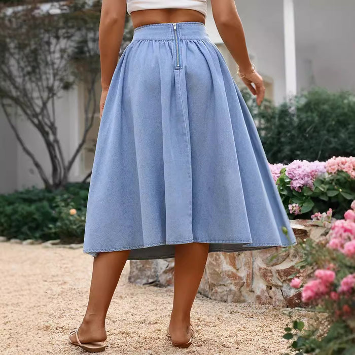 Elegant Denim Skirt Elegant Long Slim Fit A line Skirt-Fancey Boutique