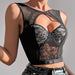 Black Lace Grenadine Splicing Sling Sexy Sexy Top Sexy Bandage Backless Underwaist-Fancey Boutique