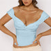 Color-Light Blue-Women Clothing Summer Twisted Ruffled Top Sexy Low Cut Inner Vest for Women-Fancey Boutique