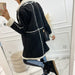 Color-Black-Autumn Winter Solid Color Thickened Lambswool Splicing Coat-Fancey Boutique