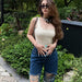 Color-Ivory-Summer Women U Neck Sleeveless Vest Tight Jumpsuit-Fancey Boutique