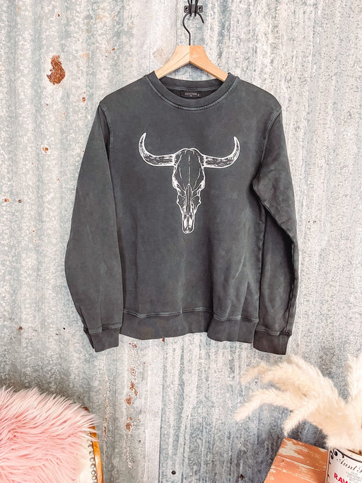 Color-Black-Ladies Cotton Cow Head Glue Printing Pullover Sweater-Fancey Boutique