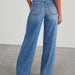 Loose Wide Leg Side Seam Stitching Frayed Hem Jeans Women-Fancey Boutique