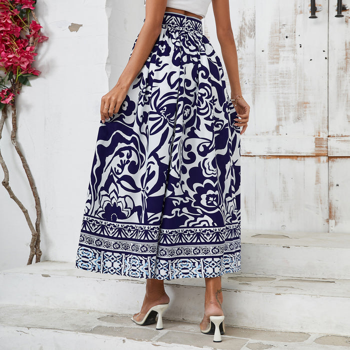 Casual Bohemian Vacation Positioning Floral High Waist Skirt-Fancey Boutique