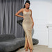 Color-Gold-Women Clothing Split Sequ Dress Evening Maxi Dress Women Gold Sequin Rhinestone-Fancey Boutique