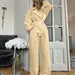 Autumn Cotton Linen All Matching Solid Color Loose Collar Tied Long Sleeves Trousers Casual Set Women-Fancey Boutique