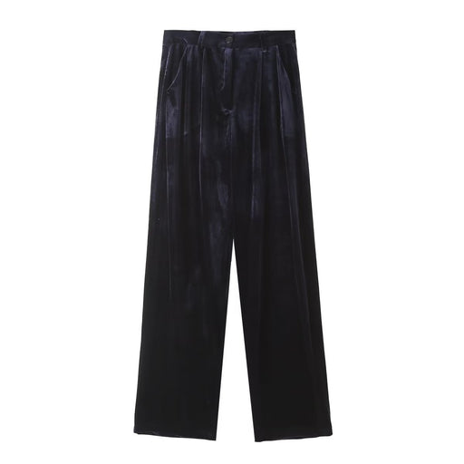 Color-Trousers-Women Clothing Solid Color Long Sleeve Velvet Pleated Blazer Velvet Trousers Suit-Fancey Boutique